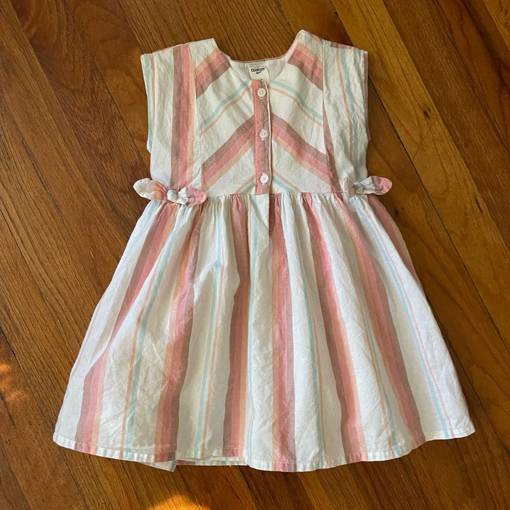 OshKosh B'gosh Pink and White Striped Dress with Gold details